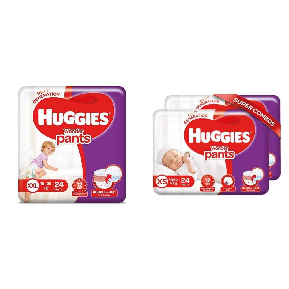 Buy Huggies Wonder Pants, Double Extra Large (XXL) Size Diapers, 24 Count & Huggies Wonder Pants