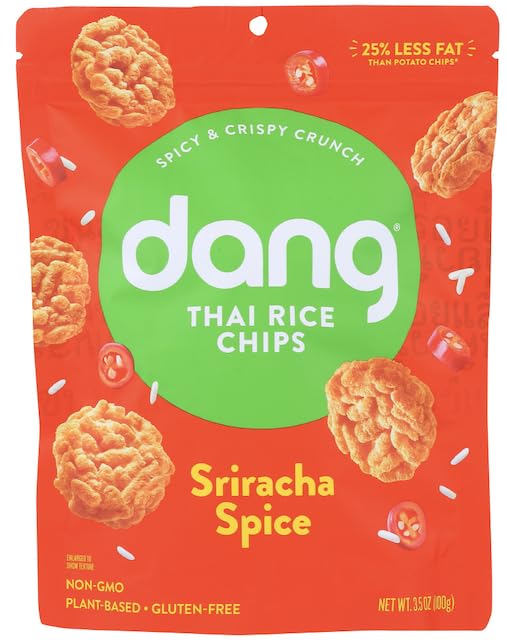 Dang Sticky Rice Chips, Sriracha, 3.5oz Family Size Bags, 3.5 Ounce (12 Count)
