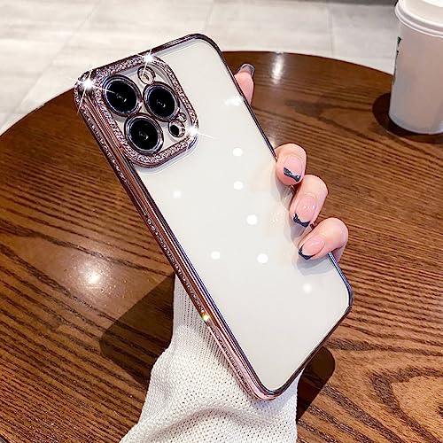 Coque iPhone 14 Plus antichoc paillettes diamant rose en silicone souple