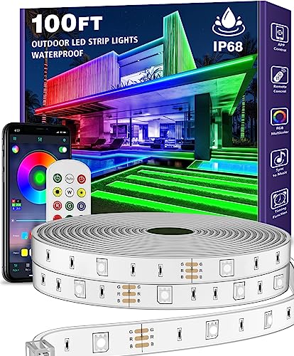 AILBTON 100ft Outdoor LED Strip Lights Waterproof,IP68 Outside Led Light Strips Waterproof with Bluetooth App Remote Control,Music Sync RGB Exterior Led Rope Lights,for Balcony,Deck,Roof,Garden,Pool AILBTON 100ft Outdoor LED Strip Lights Waterproof,IP68 Outside Led Light Strips Waterproof with Bluetooth App Remote Control,Music Sync RGB Exterior Led Rope Lights,for Balcony,Deck,Roof,Garden,Pool