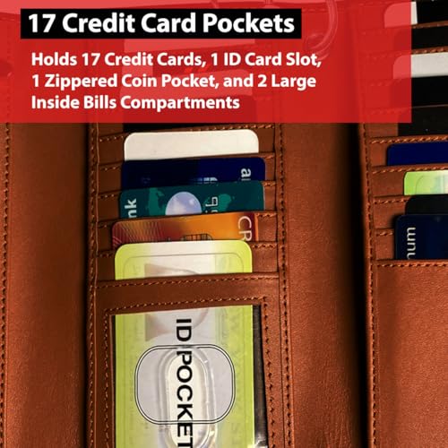 Image of Jackets 4 Bikes Genuine Cowhide Leather Trifold Long Chain Motorcycle Biker Trucker Wallet RFID Ostrich Brown