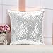ShinyBeauty Almohada de Lentejuelas Funda de Almohada de Lentejuelas Plateada de 18x18 Pulgadas Almohada de Lentejuelas Fundas de Almohada Boho Diseño de Cremallera de Plata 45x45cm