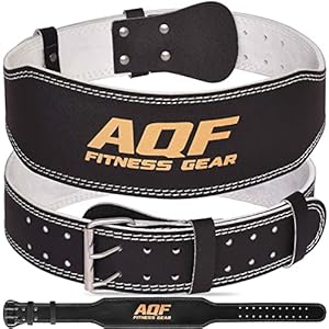 AQF Weight Lifting Belt for Men Gym Fitness, 4″ 6″ Padded Lumbar Back Support, 7mm Thick Leather Training Belt, Powerlifting, Bodybuilding