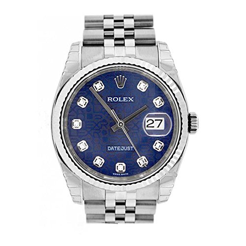 Rolex Datejust 36mm Blue Diamonds Dial Stainless Steel Watch 116234