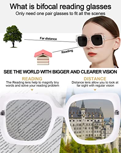 OCCI CHIARI Bifocal Sunglasses Women's Reading GLasses Oversized Sunglass Readers 3.5 UV Protection Outdoor 1.0 1.5 2.0 2.5 3.0 3.5 Big Frame3