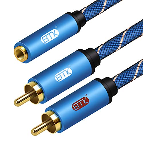 Buy 1 get 1 3.5MM Female to 2RCA Cable Adapter Stereo Y Splitter Audio Cable 24K Gold Plated Nylon Braided 1/8 Cable Compatible for Smartphones, MP3, Tablets, Home Theater and More (Blue 35CM) Review Discount 3.5MM Female to 2RCA Cable Adapter Stereo Y Splitter Audio Cable 24K Gold Plated Nylon Braided 1/8 Cable Compatible for Smartphones, MP3, Tablets, Home Theater and More (Blue 35CM)