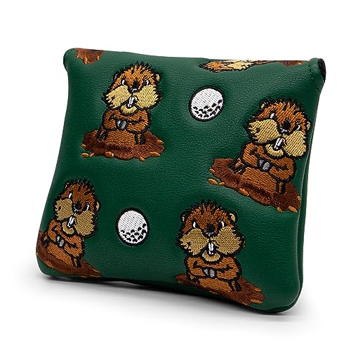 Barudan Golf Groundhog Golf Putter Head Cover Headcover Magnetic - Square Mallet Putter Headcover - Synthetic Leather Golf Headcover Fits For Most Putters Gifts For Men