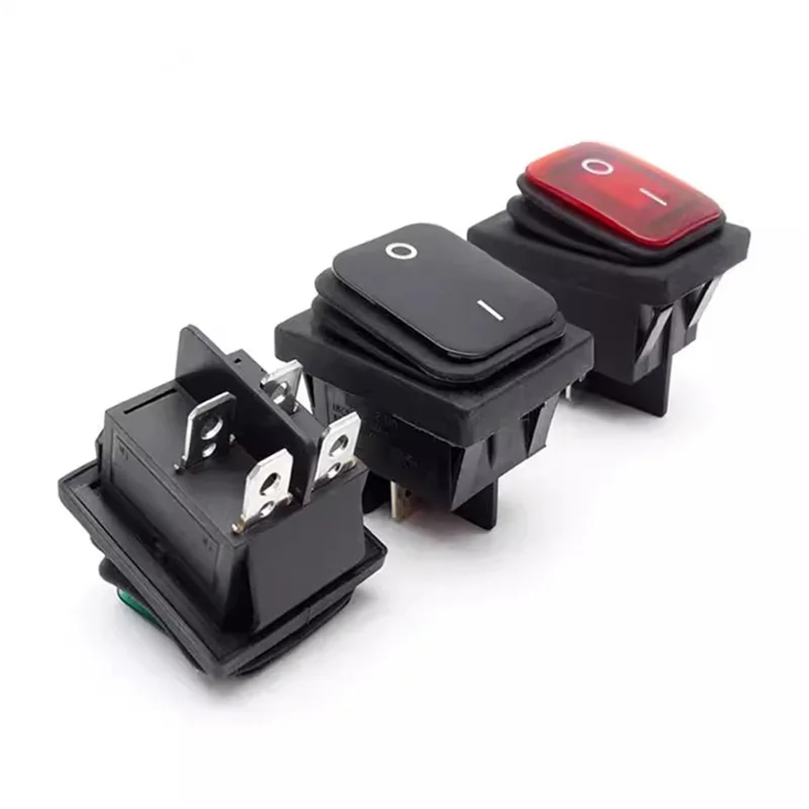 Łódź w kształcie wahadła, Zestaw 2 wodoodpornych przełączników kołyskowych KCD4 16A 4-stykowy WŁ./WYŁ. 12 V 220 V Światło LED do samochodu, łodzi, wielokolorowe(Yellow,2PCS-220V)