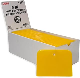 LAUCO Body Filler Yellow Spreaders (Pack of 100) - Size 5" Reusable Plastic Spreader for Automotive Fillers, Putties, Glazes, Caulks and Paint - Easy Application (5")