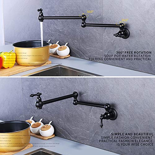Robinet de remplissage de casserole noir mural en laiton pour cuisine - 7
