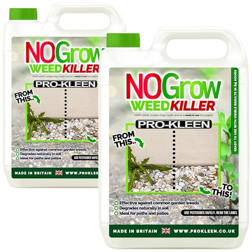Pro-Kleen NOGrow Weed Killer 10L, See Results In Hours, Double Strength, Glyphosate Free, Kills Moss, Effective on Annual and Perrenial Weeds, Eco-Friendly, Organic, Children and Pet Safe Once Dry
