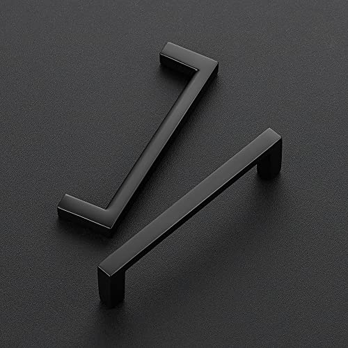 Image of Ravinte 10 Pack Matte Black Cabinet Pulls, 3-3 /4 Inch (96mm) Hole Center Slim Kitchen Handles, Square Drawer Pulls for Cabinets & Cupboards, Hardware
