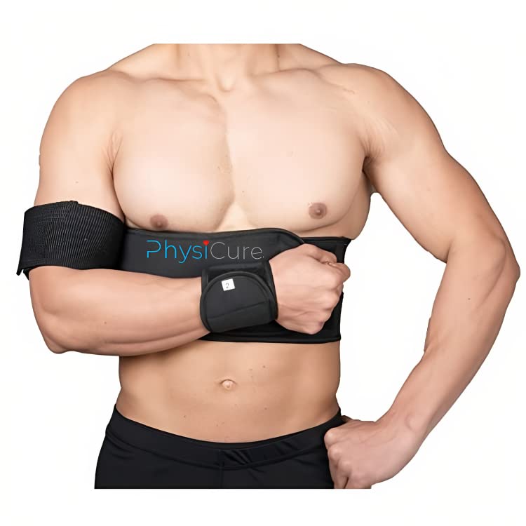 Image of Physicure Comfort and Support For Unisex Arm Sling | Colour - Black | Size - Universal Size | Adjustable Arm Support Sling for Men and Women | Medical Shoulder Elbow Wrist Support Belt for Fracture Injury.