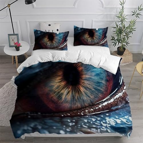 Housse de couette lit double anti-plis imprimé animaux 3D