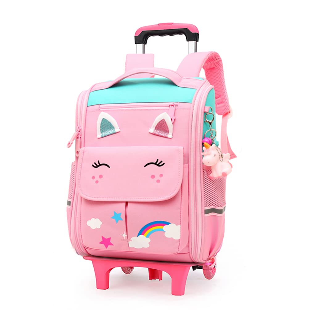 TOMVAESBackpack for School,Roller Bag with Wheels,Double Handle Rolling Backpack,Girls Travel School Children Toddler Trip Rolling Bag Girls Travel Roller Bag