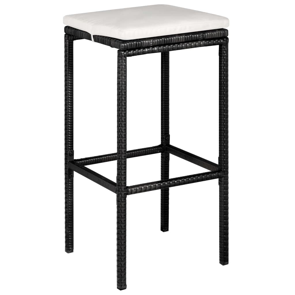 Ensemble de Bar de Jardin Noir Résine Tressée 5 Pièces avec Coussins