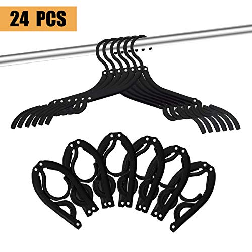 24 Pcs Travel Hangers - Portable Folding Clothes Hangers Travel Accessories Foldable Clothes Drying Rack for Travel Black