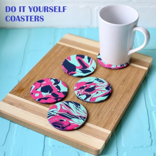 Image of MDF Coasters for DIY Art & Craft | Tea Coasters | for Resin Art | Pack of 12pcs, 2 Inch Round Shape | Wooden Brown Color
