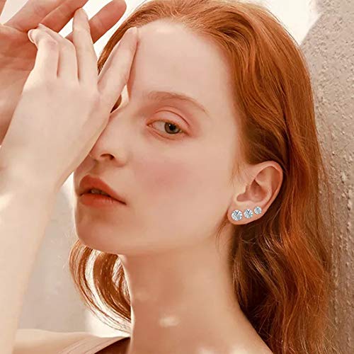 5 Pairs Titanium Screw Back Stud Earrings Set for Sensitive Ears, Hypoallergenic Surgical Stainless Steel Double Sided Round Cubic Zirconia Earrings for Women Men4