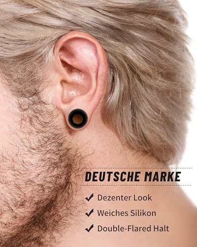 Longbeauty 2 Paare Extra Weiche Silikon Flesh Tunnel Plug Double Flared 3-25mm (Stil A, 10MM)