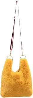 Donne Inverno Pelliccia ecologica Borsa a tracolla felpa borsetta Soffice giallo