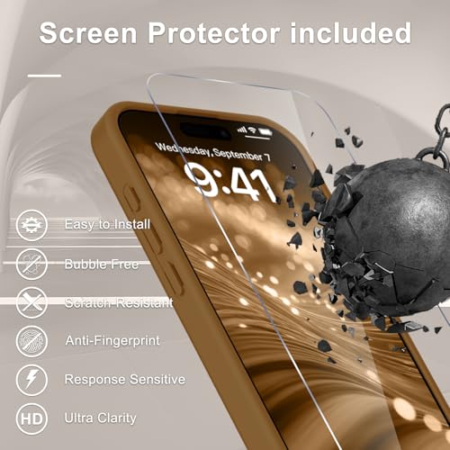 Image of YENAPOON for iPhone 17 Pro Max Case, Matte Magnetic Phone Cover [with 1 Screen Protector] [Support for MagSafe] [Shockproof Military Grade Protection] Translucent Frosted Back, Brown