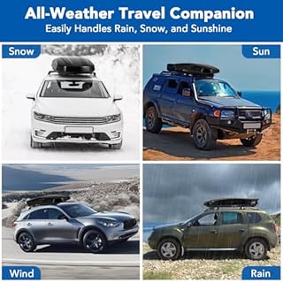 Garvee Heavy Duty Hard Shell Roof Top Cargo Carrier - 69(L) x33(W) x11(H) Waterproof Lockable Storage Box Capacity 165 Lbs 17 Cu Ft - Tool-Free Install- Fits SUV, Truck, Van