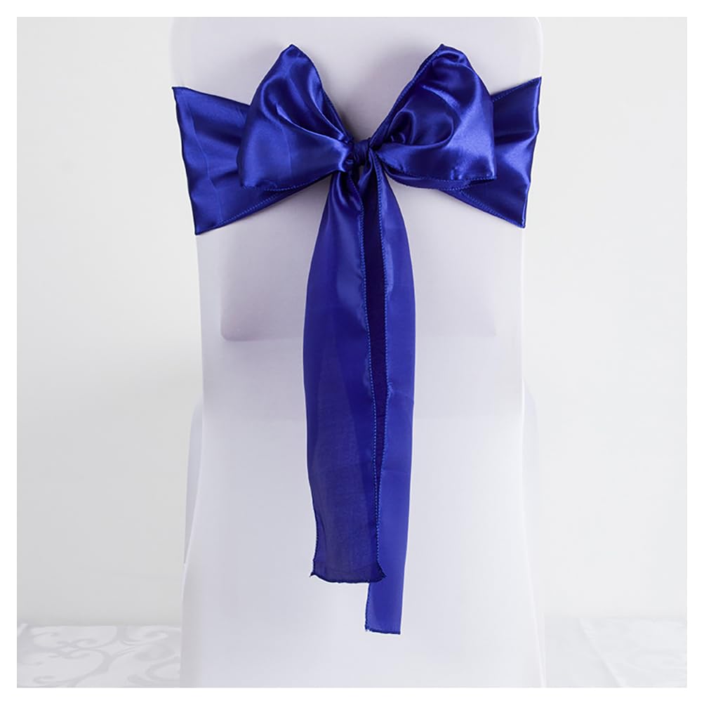 Yurosiay Satin Chair Bows 17 x 275 cm Wedding Decoration Chair Sash Bow Ties Satin Sashes Chair Bows for Wedding Banquet Birthday Party Hotel Home Navy Blue Pack of 5
