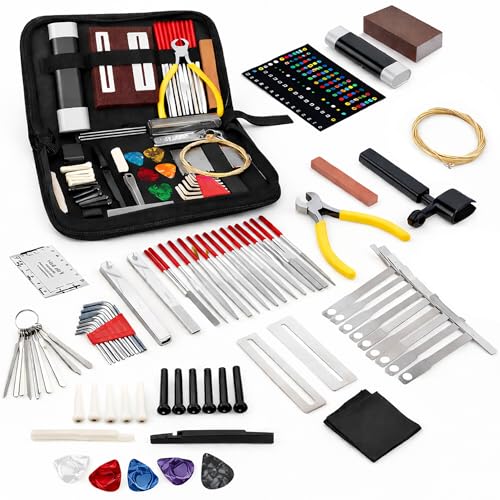 72Pcs Guitar Maintenance Kit with Winder: Guitar Tool Kit with Carry Bag
