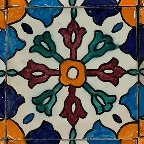 'pintadas a mano marroquí azulejos orientales baldosas de cerámica diseño mosaico azulejos'hafis 10 x 10 cm | HBF8230 | Casa Moro