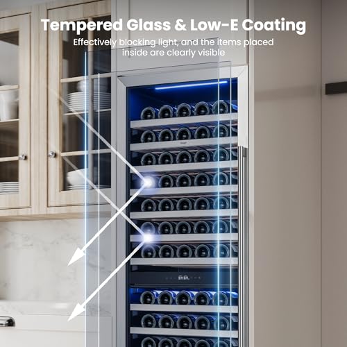 Image of Yeego 24 Inch Dual Zone Wine Fridge, 154 Bottle Wine Cooler, Left-Hinged