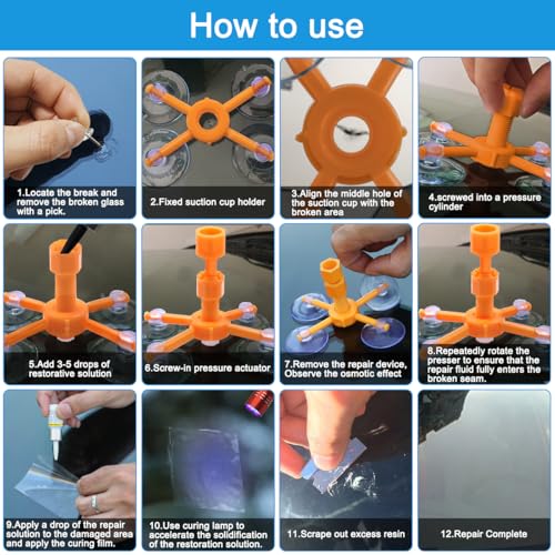 Image of maxin Windshield Repair Kit,Upgraded Windshield Repair Kit for Chips and Cracks, Windshield Chip Repair Kit Quick Fix for Chips, Cracks, StarShaped Crack Chips, Fix Chips Crack