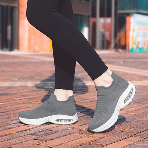 Image of DOUSSPRT Womens Walking Shoes Slip on Sock Air Cushion Sneakers | Non Slip Comfortable Fashion Casual Platform Breathable Tennis Lady Nurse Work Standing