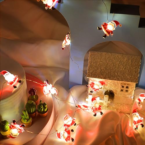 Funmo Stringa di Luce di Natale 2m 20 Lucine Led a Batteria Luci Led Natale Giardini Babbo Natale Luce, Luci di Corda di Decorazione Natalizia per Esterno Interno Festa Tree di Natale Casa