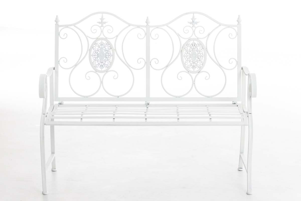 CLP Panchina da Giardino Punjab in Ferro Laccato - Panca Nostalgica Alto Schienale - Panca Stile Rustico per Esterno - Panchina Rétro Resistente ca. 120x50cm, Colore:bianco