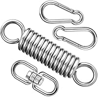 Vista 1 de Muelle para silla de hamaca, kit para colgar sillas de hamaca, ganchos de hamaca, acero inoxidable resistente con 2 mosquetones de gancho de resorte