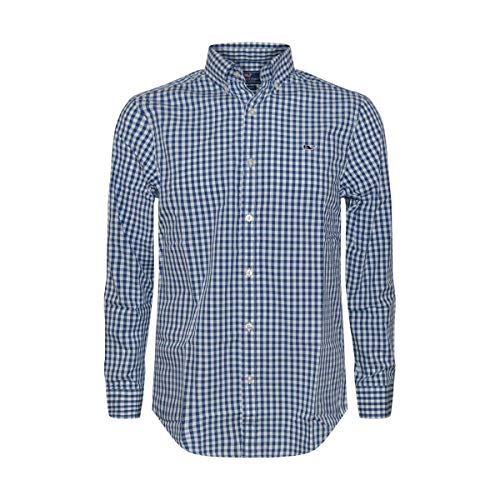 Vineyard Vines Men's Classic Fit Whale Shirt (X-Small, Wickham Gingham/Moonshine)