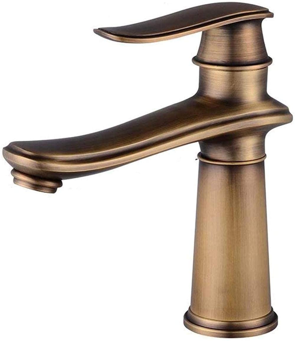 ZJCQA Water-Tap,Kitchen Sink Faucet, Single Handle Copper,Gold Hot and Cold Water Taps, Basinxer Tap, for Kitchen and Bathroom/Retro Yellow/H20.1Cm