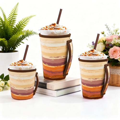 Image of 3Pk Reusable Coffee Sleeves, Neoprene, Floral Print Fits 16-32oz