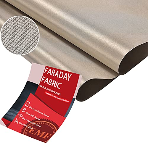 FUDALI Faraday Fabric-EMI RFID Shielding-Block WiFi/RF Anti-Radiation Military Grade for Radiowave Microwave and Radiation Protection Nickel Copper, Blocking Material (3 Yards 43'x108'inch), Brown