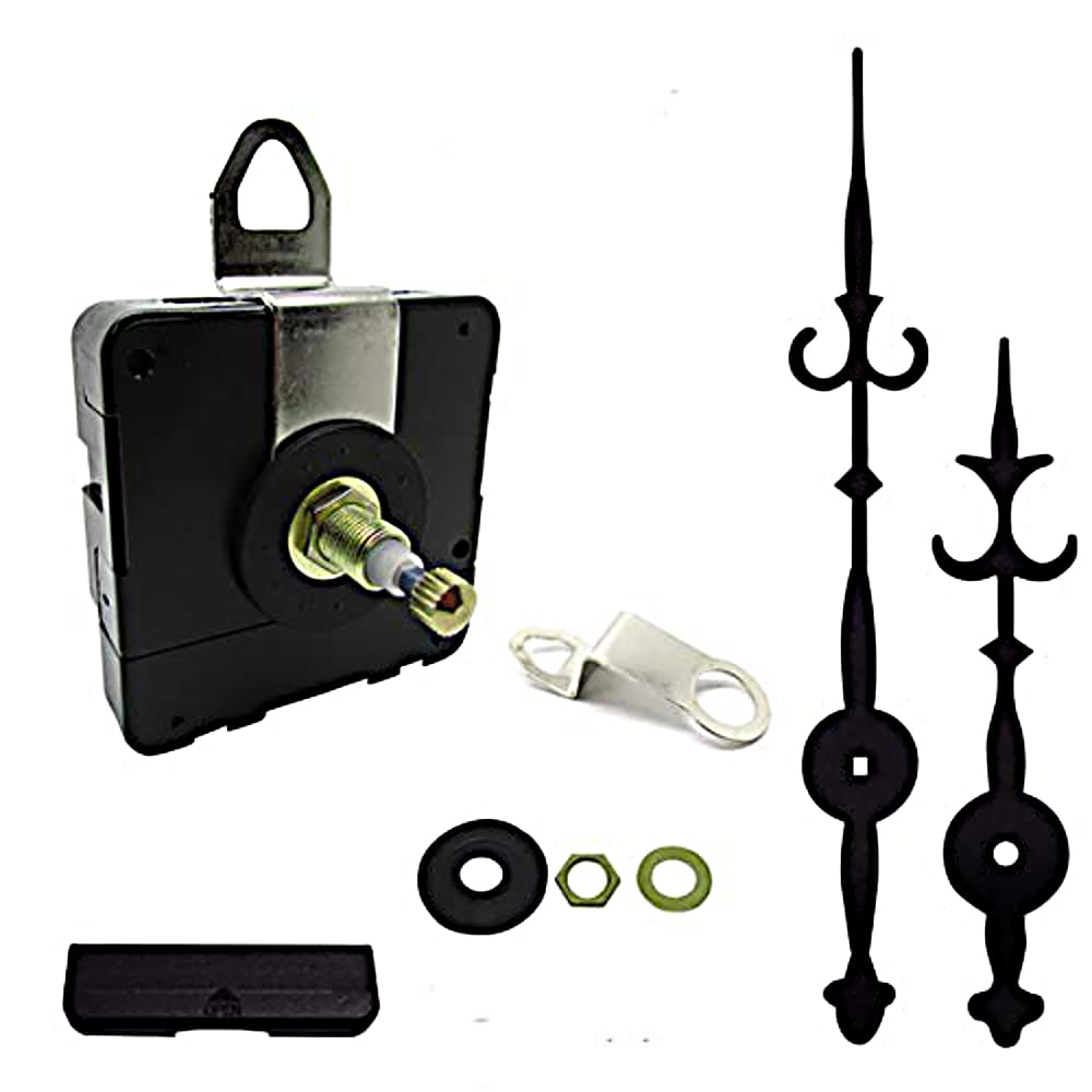 Dans Clock Shop 200Mm Black New Or Replacement Battery Operated High Torque Ticking Japanese Quartz Mechanism Movement Motor Outdoor Wall Clock Long Metal Hands Diy Repair (, 20Mm Shaft - Ticking)