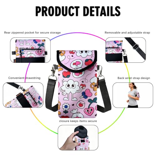 Image of Neoprene Phone Sleeve Pouch Case Bag for Men Women w /Crossbody Strap /Neck Lanyard for iPhone 17 /16 /15 /14 Pro Max, Samsung S25,Pixel 10