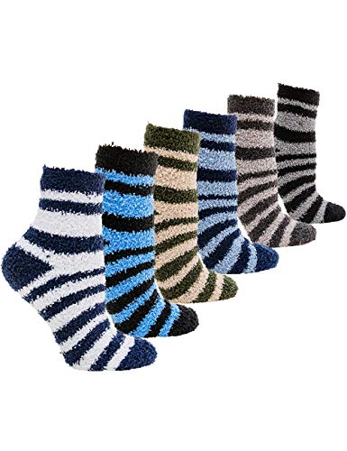 Winter Cozy Fuzzy Socks Slipper - Women Sleep Indoor Knit Thermal Thick Soft Plush Fleece Fur Wool Warm Plus (9-11, Stripe 3)