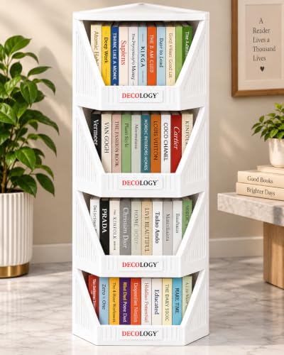 Image of DecoLogy Multipurpose Bookshelf Organiser Rack, Corner Cupboard, 4PCS