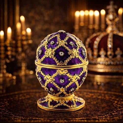 Œuf de Pâques violet et or objet décoratif royal de 6 cm - 3