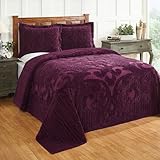 Better Trends Chenille Bedspreads King Size, Plum 100% Cotton Chenille Medallion Design Tufted Bedding Coverlet Soft Lightweight, 120'x110' 1 Piece Ashton Collection