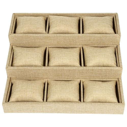 Hemobllo Watch Storage Tray with Pillow: 9 Grids Watch Display Holder Bracelet Storage Container Organizer Case with Soft Cushion for Jewelry Bangle