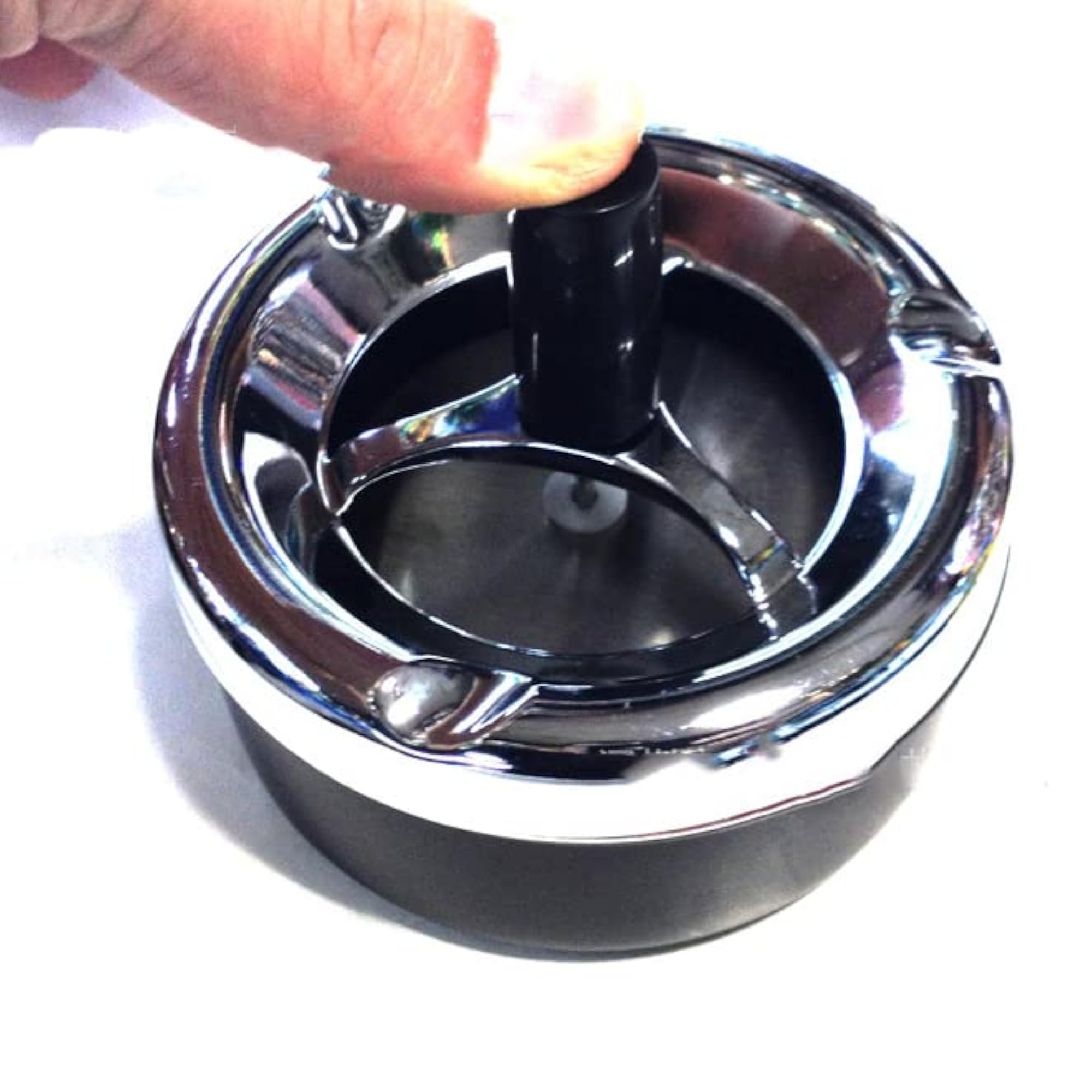 2Pcs Round Push Down Tray Ashtray with Lid