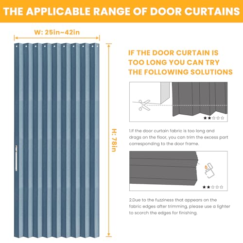 Image of AJAZZ Blackout Accordion Doors Interior Magnetic Door Curtain Closet Door Curtain Invisible Applicable Bedroom Room Living Room Doorway （Blue 42 inch W x 78 inch L 1 Panel