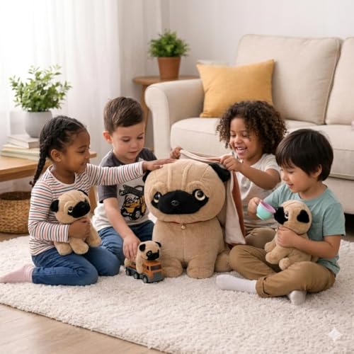 Image of EITHEO Soft Plush Dog Toy for Kids (40 cm) | Cute Stuffed Puppy Teddy Bear | Ultra Soft Huggable Animal Toy for Boys & Girls | Birthday Gift & Home Decor (Brown)